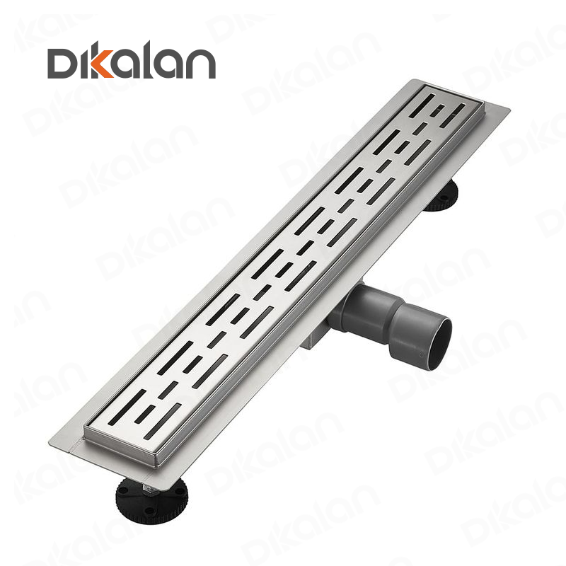 12 Inch Black Linear Shower Drain Pipe with Tile Insert Grille Detachable Hidden Cover SUS304 Stainless Steel Rectangular Floor