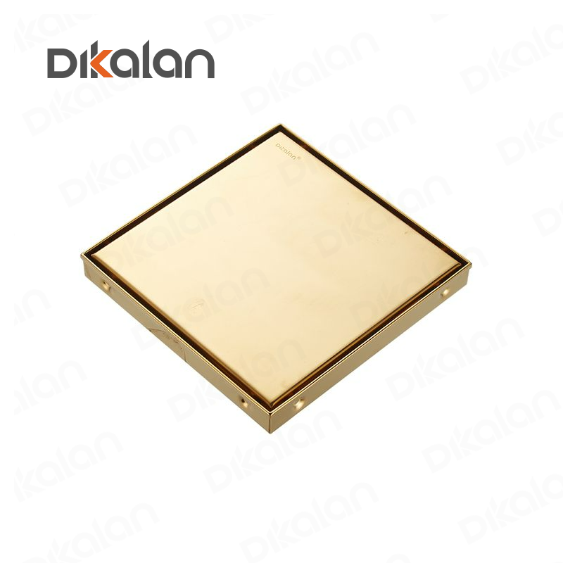 Rectangle Brushed Gold Stainless Steel 304 Bathroom Shower Floor Trap Linear Drains Grating Covers