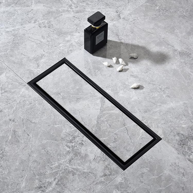 Invisible floor drain rectangle