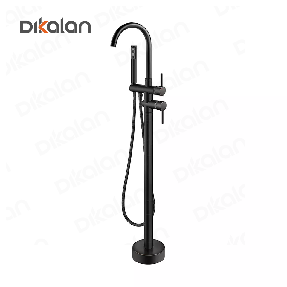 DIKALAN Oil-Rubbed Bronze Floor Mount Bathtub Freestanding Tub Filler Standing High Flow Shower Faucets with Handheld Shower