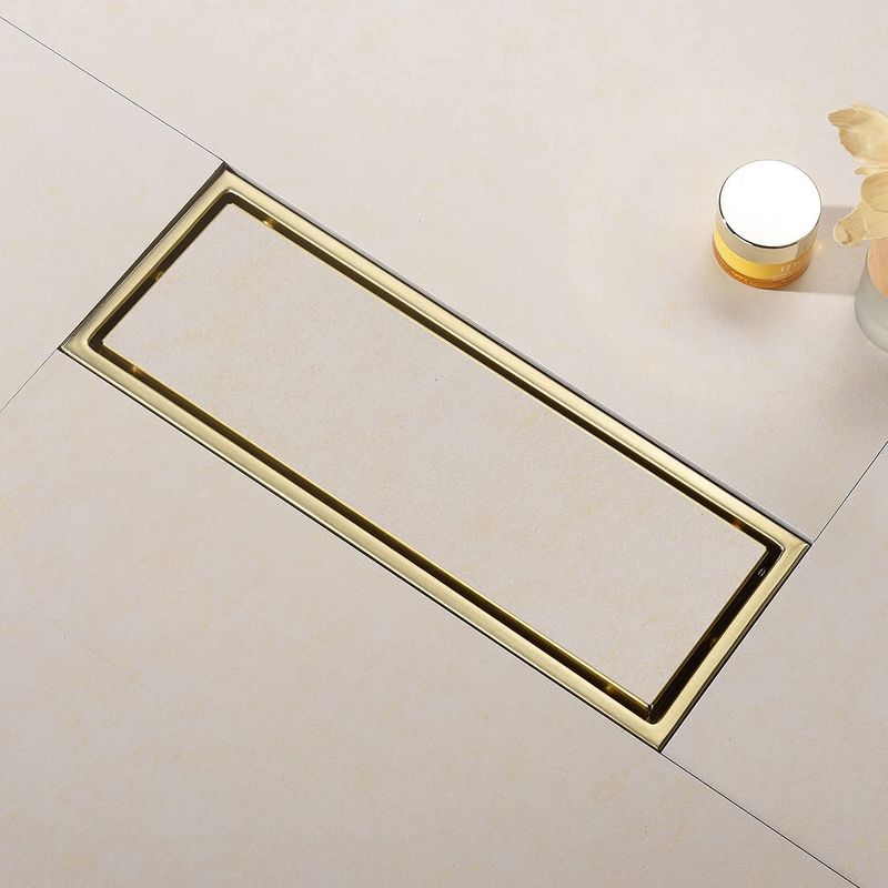 12 Inches Gold with Drain Base Brushed 304 Stainless Steel Linear Shower Drain Bathroom Included Removable Floor Drain