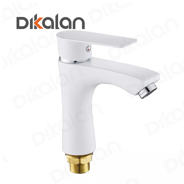 Free Shipping White Square Paint Faucet Sink Washbasin Faucet Bathroom Basin Faucets Hot Cold Mixer Tap Single Hole